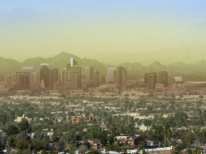 Phoenix Skyline with pollution that needs to be scrubbed from your AC unit