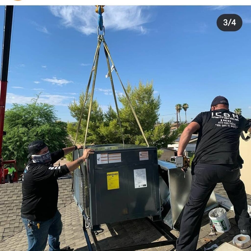 Icon Mechanical Techs doing an AC replacement in Phoenix